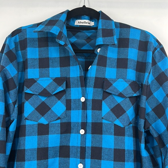 Abollria blue black plaid womens flannel size 2XL - Picture 5 of 9